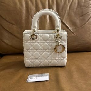 Lady Dior - Lambskin White small (ABC) handbag